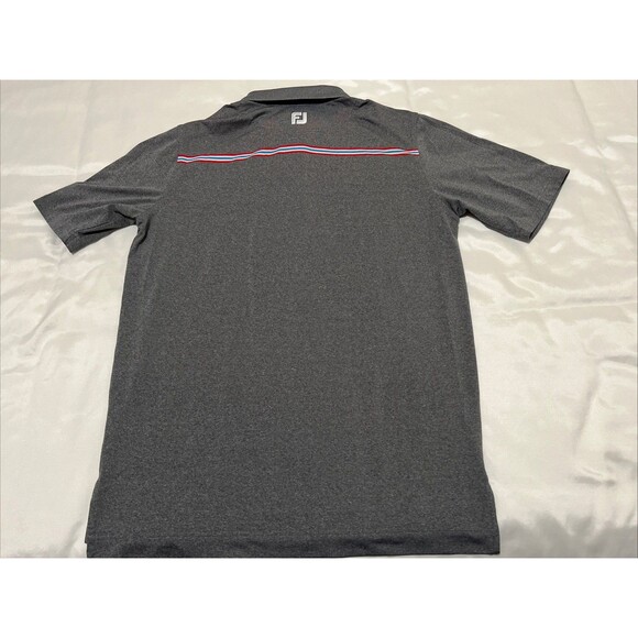 FootJoy Titleist Patch Golf Polo Gray Red Stripe Stretch Mens M Performance - Picture 12 of 16